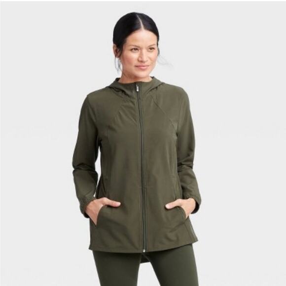 all in motion Jackets & Blazers - All In Motion Women's Lightweight Active Hooded Rain Jacket Green Sz Small